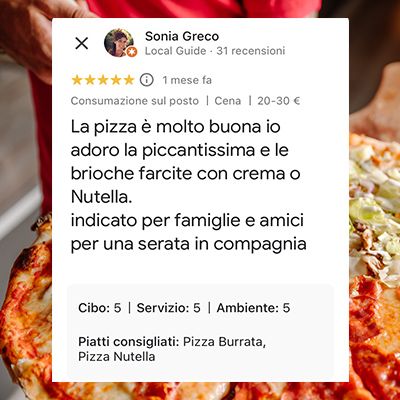 Recensione Pizzeria 360 su Google